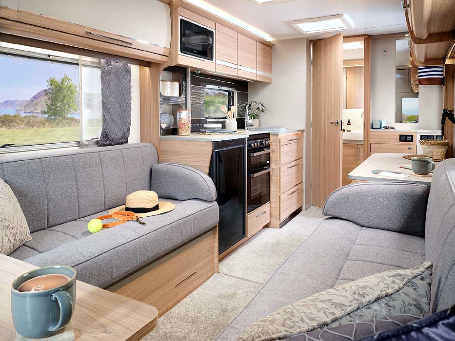 View from the lounge through to the rear of the caravan.